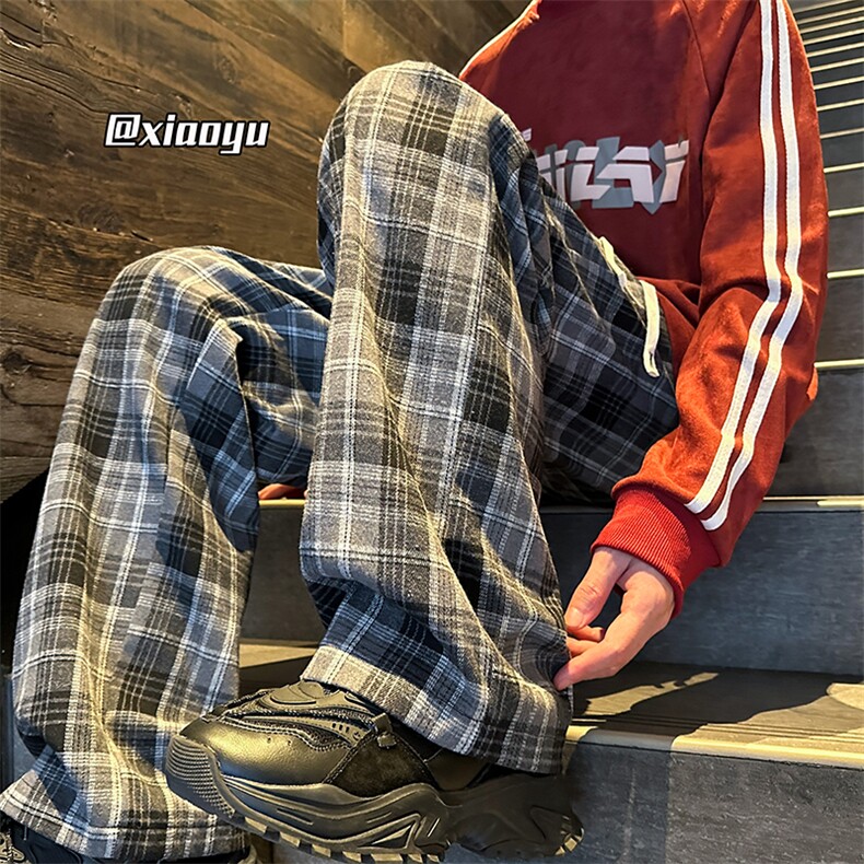XZ616春季新款格子设计抽绳款直筒休闲裤长裤TY2431P65控78,男装休闲裤,星座512A（原616）