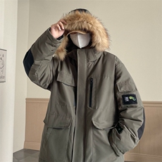 港风2025新品冬季宽松棉服派克服毛领冬装加厚外套D010-P145，男装棉衣，星座717