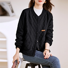 短款外套女2023新款冬季夹棉夹克秋冬薄款时尚棉衣棉服，女装棉衣/棉服，贵人树