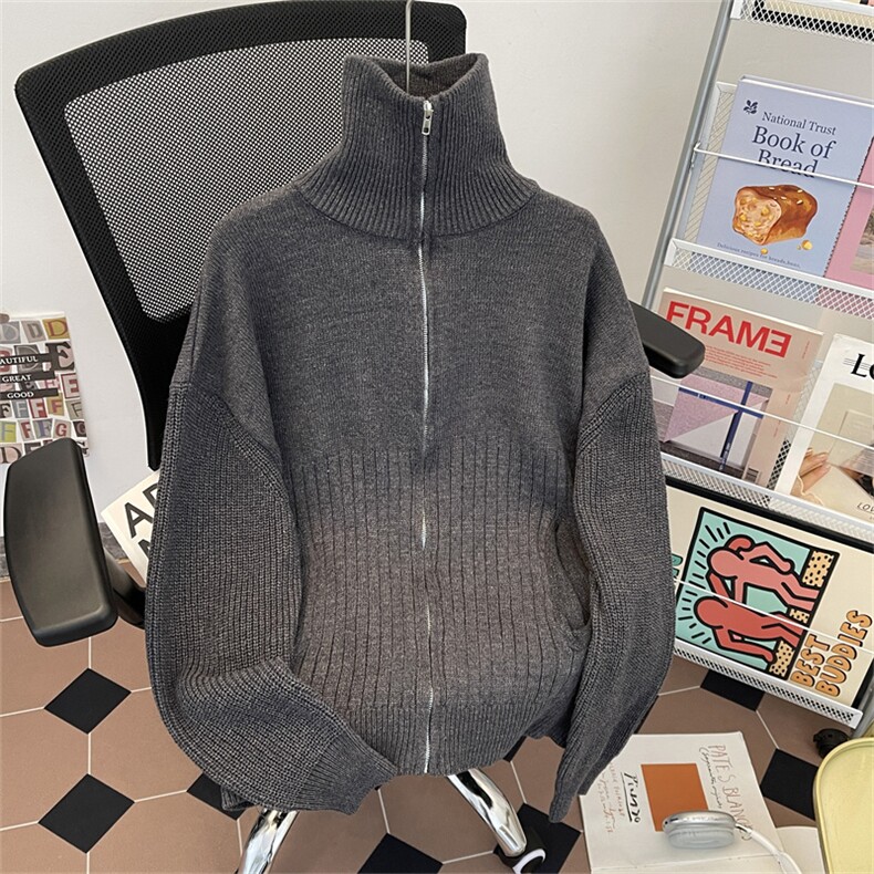 新款高领针织衫高品质北极绒拉链毛衣开衫男装外套MY415H-P62,男装针织衫/毛衣,电商A227A