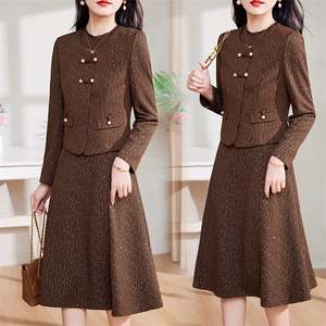 现货-新品】小西装外套+连衣裙2024年春装新款女士洋气两件套图片