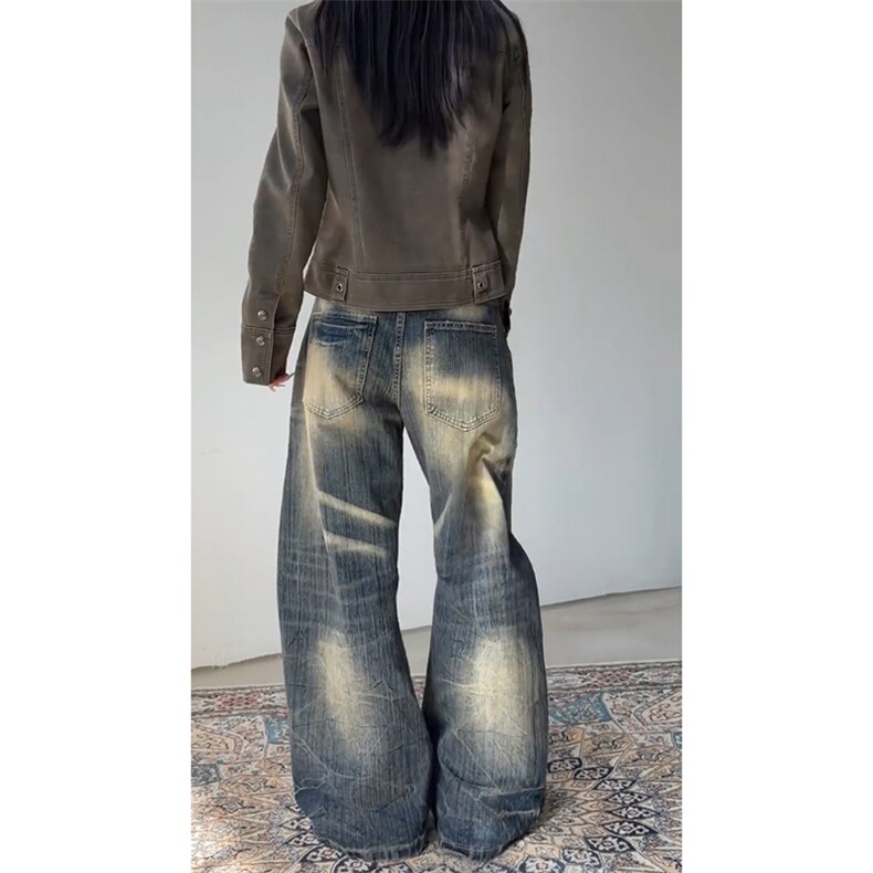 水洗美式直筒牛仔裤男女同款A133-P55,男装牛仔裤,电商D312