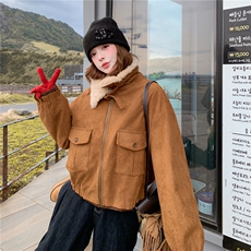 2025冬季新款羊羔毛鹿皮绒羽绒服外套90绒2C375-2525-P295-K448，女装羽绒服，2C375
