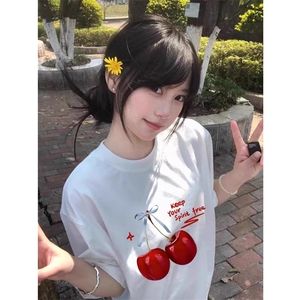 H0700-P30夏季休闲学院风短袖印花t恤女图片