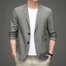 中老年2023年上衣单排扣春季翻领口袋长袖时尚西服SL8533，男装西服，钱塘6003（原4033）