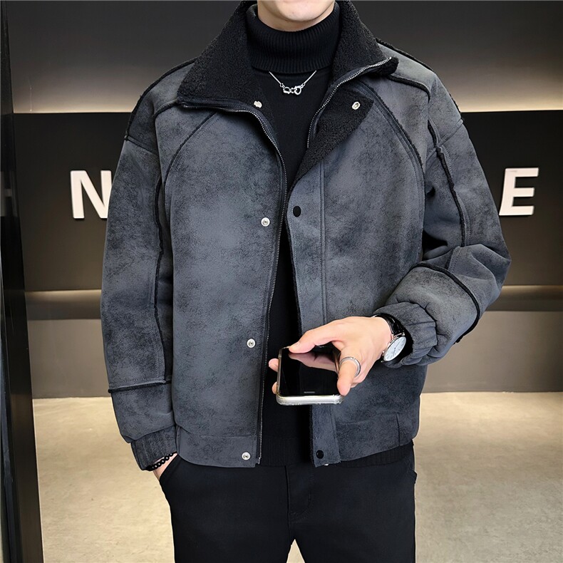 皮毛一体外套男士皮衣冬季2025新款加绒加厚皮夹克A313-9926-P178,男装夹克,电商A313
