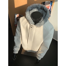 网图狼王座山雕连帽棉衣PU皮银狐绒外套9176-P120特，男装棉衣，电商B380（原B361）