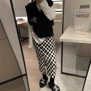 棋盘格开叉裙图片