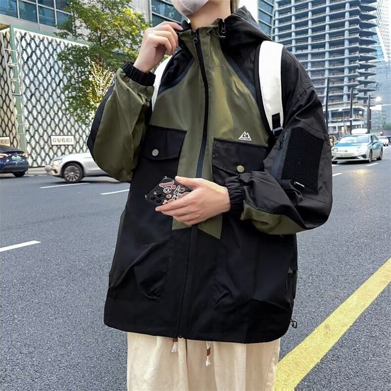 美式高街拼色小牛津防水外套男韩版潮流2025冬季ins夹克CC016-P75,男装夹克,星座911-3