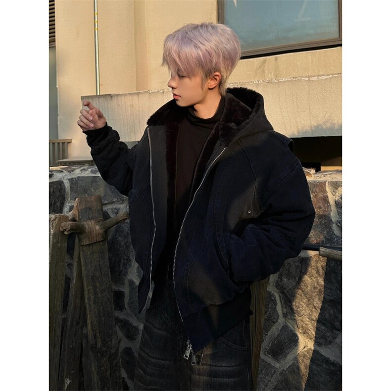 【有货】M66CC-特P112 座山雕夹克外套男加绒加厚连帽棉衣图片