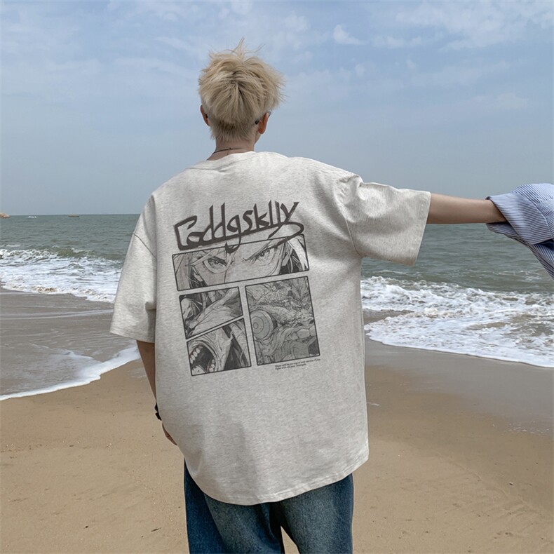 已注册/夏季外景纯棉ins韩版短袖T恤男宽松圆领半袖衫DT9733/P25,男装T恤,电商B316