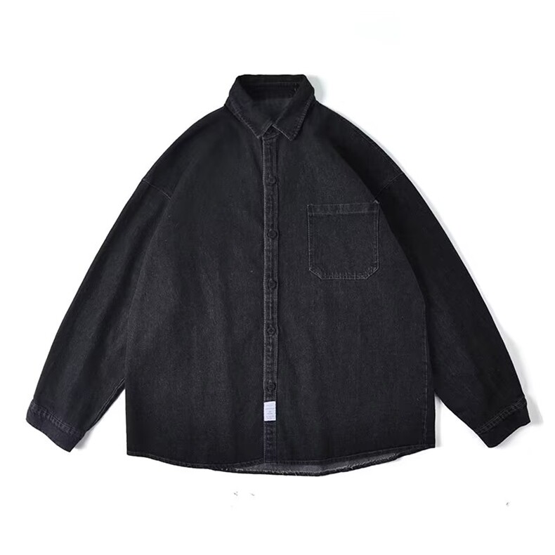 港风秋冬款男牛仔衬衫加厚休闲夹克补丁贴布休闲外套CS8811P55,男装衬衫,星座1013-1