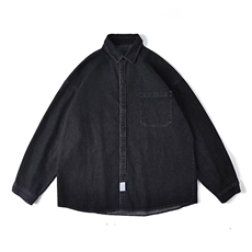 港风秋冬款男牛仔衬衫加厚休闲夹克补丁贴布休闲外套CS8811P55，男装衬衫，星座1013-1