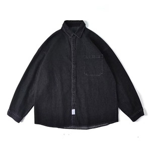 港风秋冬款男牛仔衬衫加厚休闲夹克补丁贴布休闲外套CS8811 P55图片