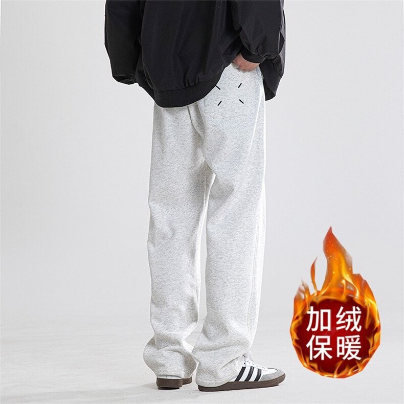 美式重磅黑色卫裤男款春秋冬季加绒加厚宽松直筒大码男生休闲裤子,男装休闲裤,星座506A