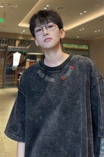 量大优供视频240g重磅美式炒雪花水洗做旧短袖t恤STX539-特P25，男装T恤，电商B371