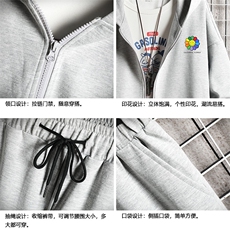 TK6101-P85开衫连帽卫衣套装男运动套装两件套网格挂拍，男装卫衣，电商A040A