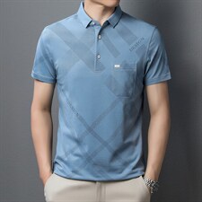 2023夏季新款男装中年商务休闲时尚T恤长袖薄款翻领时尚百搭上衣，男装T恤，电商B212（原钱塘6029）