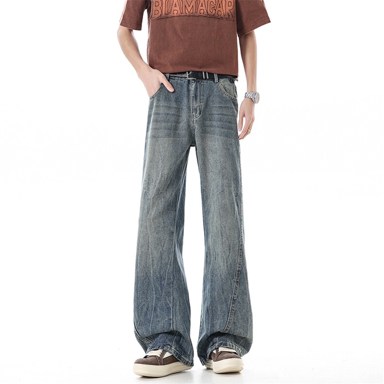 春夏季2026新款闪电纹微喇叭牛仔裤xz906-1-K1303特价P45控88，男装牛仔裤，星座906-1（原电商a316-2）