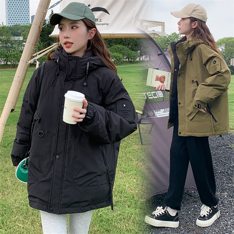 现货主推2024冬季加厚休闲百搭保暖连帽冲锋衣外套防风棉衣,女装棉衣/棉服,星宇服饰