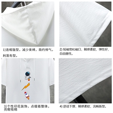 LD54165-P45连帽短袖t恤男大码胖子带帽五分袖中袖展架，男装T恤，电商A040A