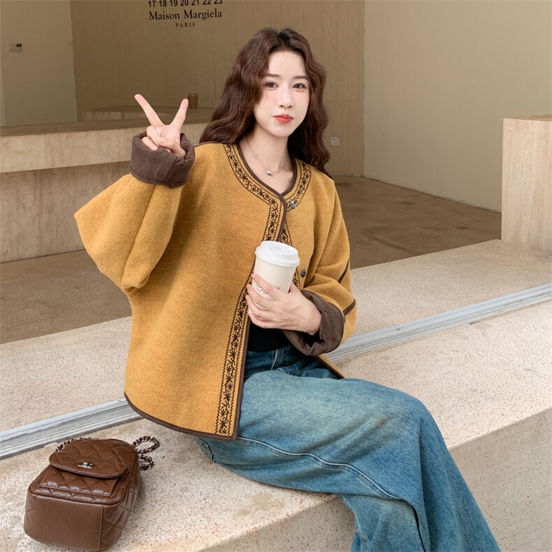 大货已出!现货!重工刺绣撞色羊毛呢小香风外套6897-P175-K268图片