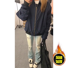 现货秋冬季美拉德立领飞行立领夹克boxy棉衣美式高街加厚加棉外套，男装夹克，电商A486-1