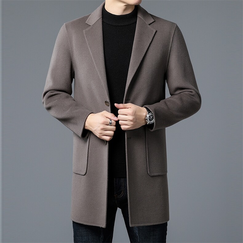 M7606-78钱塘2020-2秋季新款男士商务休闲毛呢大衣中长款外套P328,男装毛呢大衣,钱塘207-2