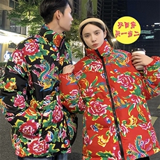 999双面穿情侣棉衣外套棉袄棉服保暖防寒男女东北大花衣团队服，男装棉衣，星座115A(原星座507）