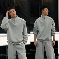 JY478-P43重磅纯色半开领卫衣男时尚简约宽松百搭，男装卫衣，星座1501-3