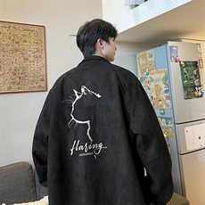 麂皮绒夹克男大码立领褂子外套JK85344-P68加绒款-P78，男装夹克，电商A040