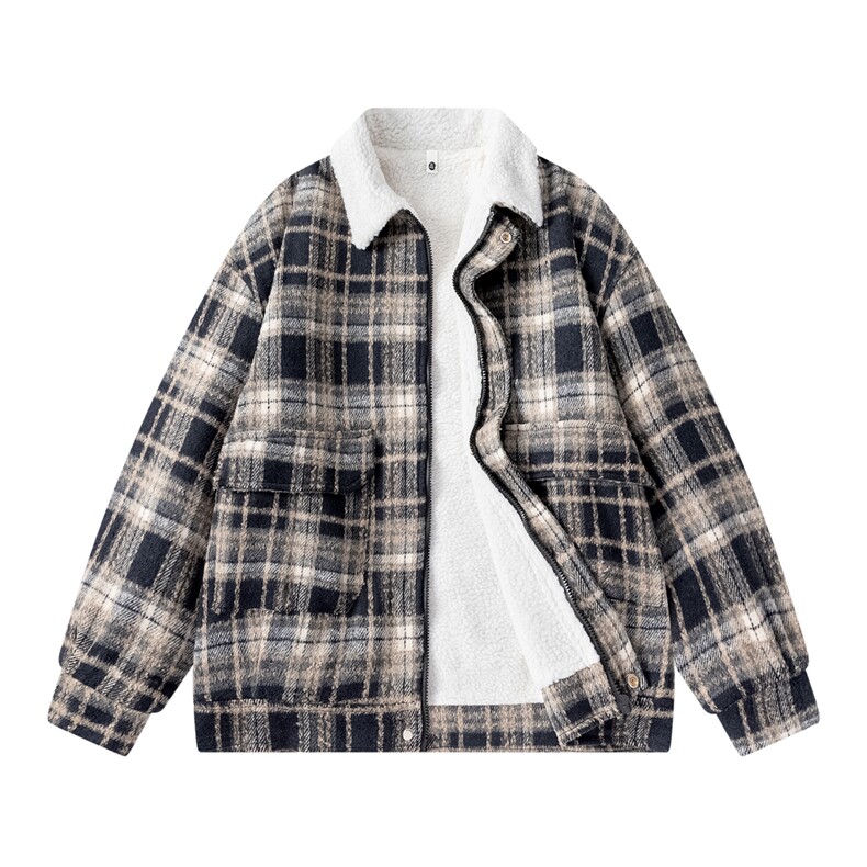 冬装加厚保暖格子男士棉袄呢料棉服情侣羊羔毛呢棉衣M8002-P120,男装棉衣,电商A006