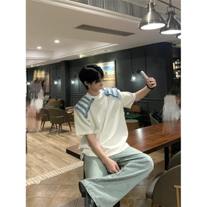 韩系ins高级感穿搭牛仔毛边短袖cleanfit设计感TC525-P38图片
