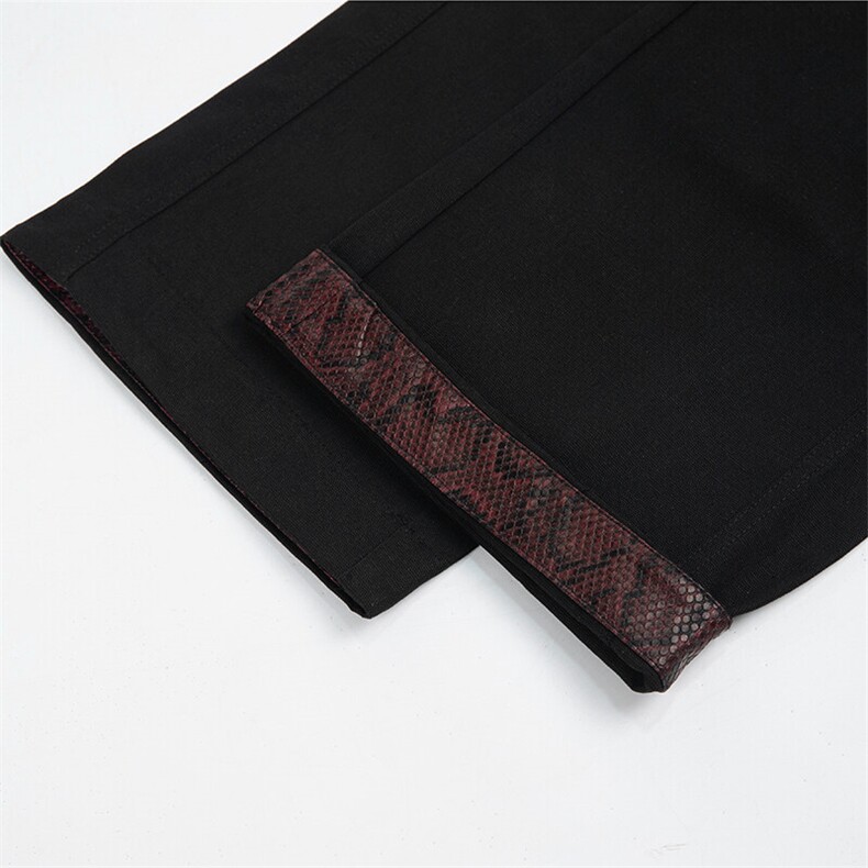 白底蛇年限定蛇皮拼接休闲裤长裤直筒裤A014-DY25208-P60控88,男装休闲裤,电商A014