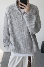 MY7150-特P69软糯厚实设计感男女同款情侣大码宽松针织外套毛衣，男装针织衫/毛衣，电商A059
