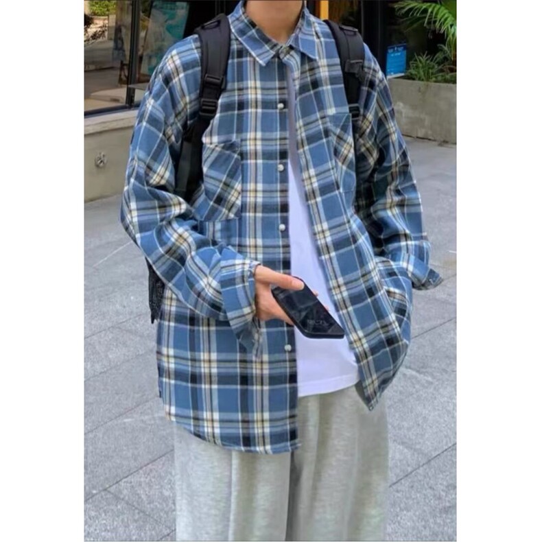 TC473-P45美式新款宽松休闲长袖百搭格子衬衫,女装衬衫,星座617A-2