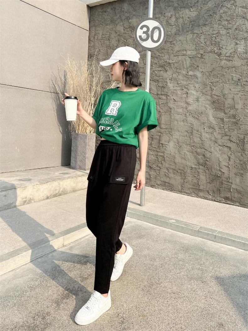 【现货】夏季新品女装九分小脚休闲工装运动针织女裤,女装其它,冬进一族