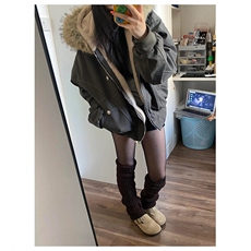现货重磅boxy短款棉衣座山雕大毛毛领男女棉服水洗工装厚外套，男装棉衣，电商A443