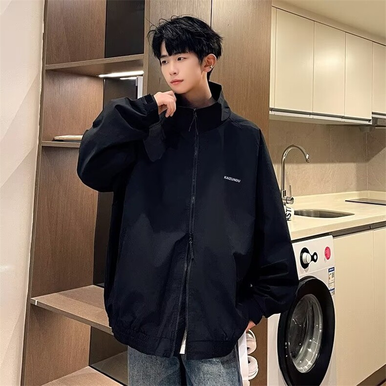 港风新款休闲防水外套男春秋季韩版之母印双拉链花外套J6102,女装短外套,星座1116A-1（原606A）