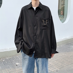 夏季衬衫男长袖港风潮流的衬衣设计感垂感冰丝上衣外套 W1084-P30图片
