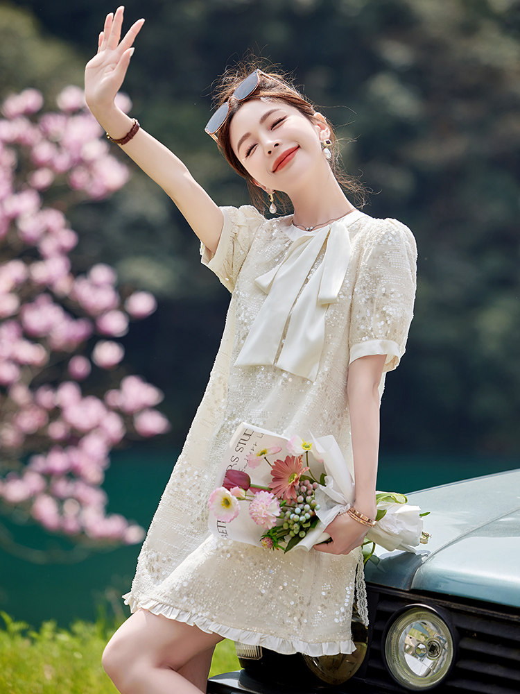 现货209-2829-P110-K178亮片连衣裙甜美夏天,女装连衣裙,韩蜜菓