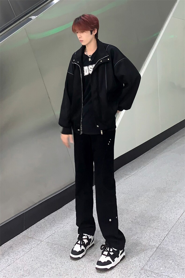B221美式ins高街暗黑小众个性铆钉小脚牛仔裤LK23142-P65控88,男装牛仔裤,电商B221