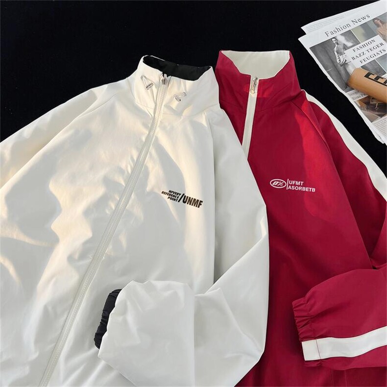 高品质春款男夹克两面穿夹克衫立领字母印花冲锋衣外套JK863P75,男装夹克,星座1013-1