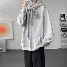 8XL-M朝牌情侣美式绑带设计连帽卫衣宽松开衫外套男女WY35P58，女装短外套，电商D206-1