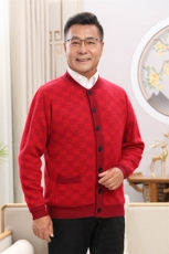 中老年情侣羊毛衫男女开衫宽松针织打底外套加厚毛衣，男装中老年男装，亚东羊绒制品