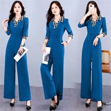 现货连体裤女秋新款时尚气质减龄女职业装阔腿连衣裤，女装连体裤，韩美纤衣