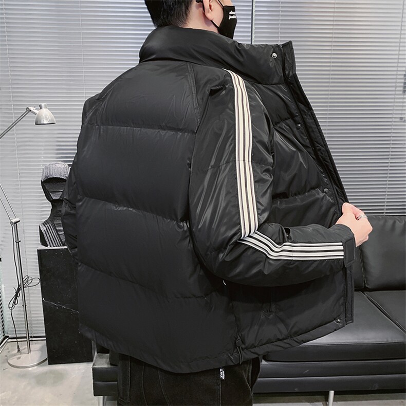 纯色羽绒服男2024冬季新款男士短款时尚白色三条杠羽绒服潮牌男装,男装羽绒服,电商A409-1