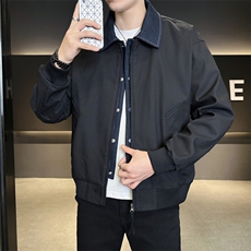 春季新款撞色拼接假两件翻领外套男休闲夹克JK02631-P80，男装夹克，星座308B-2