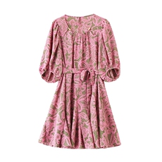 轻熟风碎花连衣裙2025年夏季新款风情万种收腰显瘦爆款裙子小个子，女装连衣裙，蓝诺裳