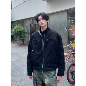 J526-P81 潮流脏洗做旧拉链卫衣衫上衣米色宽松休闲女春秋季图片